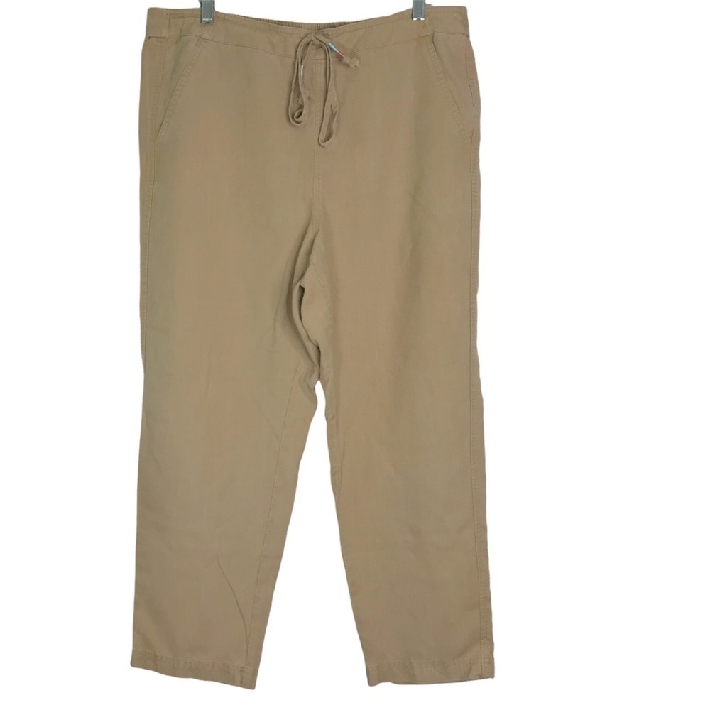 J. Crew Denim Tan Linen Drawstring Seaside Pull On Pants SIZE Large